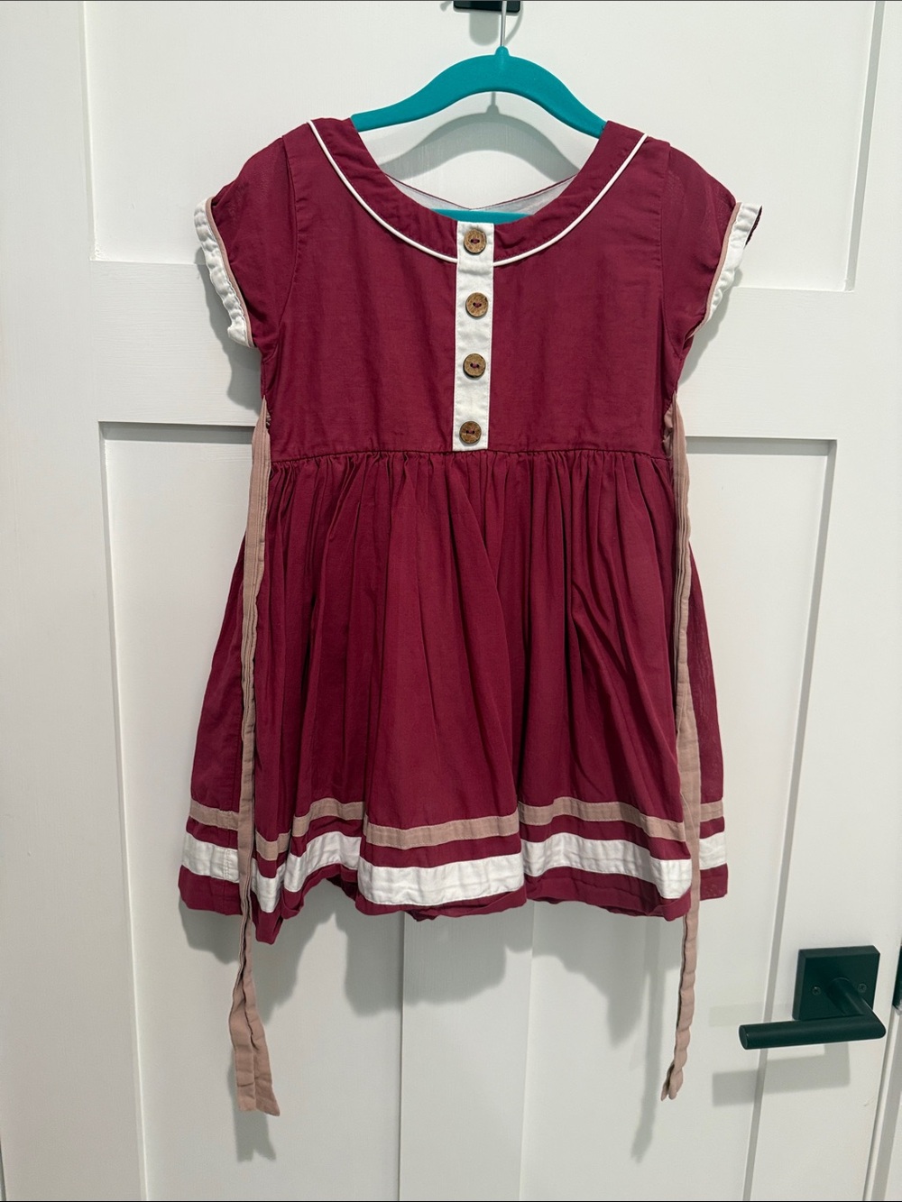 Well Dressed Wolf Elizabeth Burgundy Dress with Cream Trim